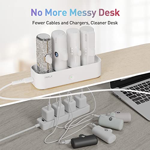 iWALK LinkPod Station for iWALK LinkPod Portable Charger 3350mAh,4500mAh,4800mAh Power Bank for iPhone Charging Station Multiple USB-C Family-Sized Charger Station for Home(Station Only), White