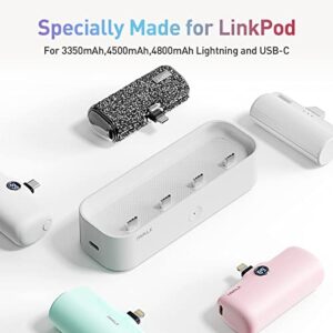iWALK LinkPod Station for iWALK LinkPod Portable Charger 3350mAh,4500mAh,4800mAh Power Bank for iPhone Charging Station Multiple USB-C Family-Sized Charger Station for Home(Station Only), White