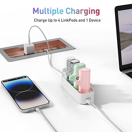 iWALK LinkPod Station for iWALK LinkPod Portable Charger 3350mAh,4500mAh,4800mAh Power Bank for iPhone Charging Station Multiple USB-C Family-Sized Charger Station for Home(Station Only), White