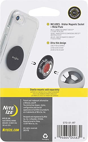 Nite Ize Smartphones Steelie Orbiter Magnetic Socket and Metal Plate, black, one size (STO-01-R7)