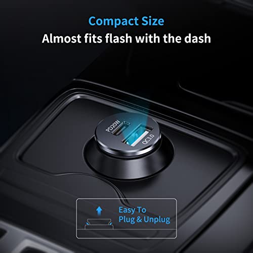 Syncwire USB C Car Charger 38W Fast USB Car Charger PD&QC 3.0 Dual Port [Super Mini & All Metal] Car Adapter Cigarette Lighter Compatible with iPhone 14/13/12/12 Pro/12 Pro Max, Samsung S23 and More