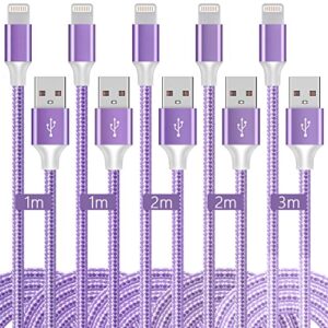 iphone charger,iphone charging cable 5pack (3/3/6/6/10ft) mfi certified iphone charger fast charging cable nylon braided iphone chargers cord compatible with iphone 13/12/11pro/xs max/xr/x/8/7/6s