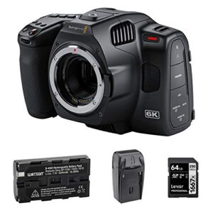 blackmagic design pocket cinema camera 6k pro bundle with 64gb pro memory card, li-ion battery pack & charger