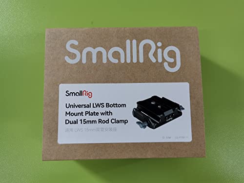 SmallRig Universal LWS Baseplate Compatible with DSLR and Mirrorless Camera Cages, Comes with Dual 15mm Rod Clamp - 3357