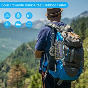 Solar Charger, 20000mAh Portable Solar Power Bank IPX5 Waterproof with Built-in Solar Panel Charger and LED Flashlight, Solar Phone Charger Battery Pack for All CellPhones.