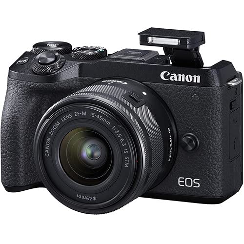 Canon EOS M6 Mark II Mirrorless Digital Camera with 15-45mm Lens and EVF-DC2 Viewfinder (Black) (3611C011), 64GB Tough Card, Case, Flex Tripod, Hand Strap, Cap Keeper, Memory Wallet + More (Renewed)