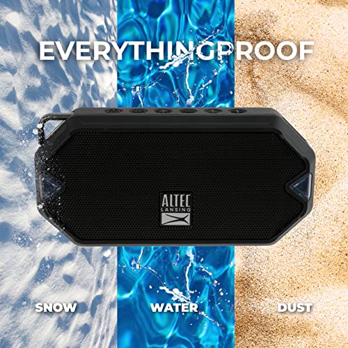 Altec Lansing HydraMini Wireless Bluetooth Speaker, IP67 Waterproof USB C Rechargeable Battery with 6 Hours Playtime, Compact, Shockproof, Snowproof, Everything Proof (Black)