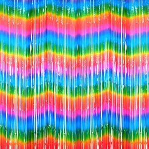 3 pack 3.2ft x 8.2ft rainbow metallic tinsel curtains mexican fiesta party photo backdrop foil fringe curtains photo booth props for unicorn birthday party,tie dye bridal shower party decorations