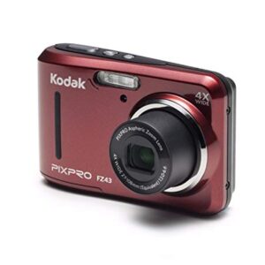 KODAK PIXPRO FZ43 16 MP Digital Camera (Red) with Lowepro Newport 10 Camera Case (Black/Pepper Red) Bundle