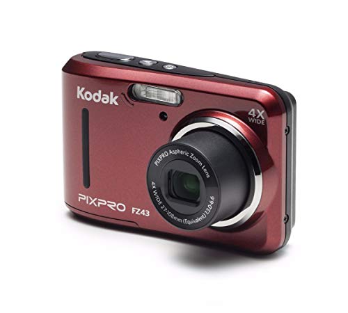 KODAK PIXPRO FZ43 16 MP Digital Camera (Red) with Lowepro Newport 10 Camera Case (Black/Pepper Red) Bundle