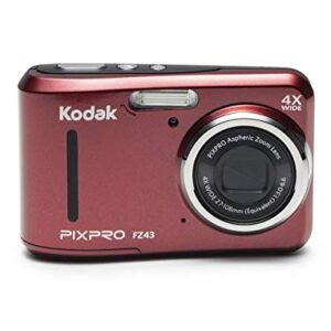 KODAK PIXPRO FZ43 16 MP Digital Camera (Red) with Lowepro Newport 10 Camera Case (Black/Pepper Red) Bundle