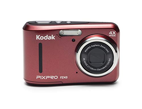 KODAK PIXPRO FZ43 16 MP Digital Camera (Red) with Lowepro Newport 10 Camera Case (Black/Pepper Red) Bundle