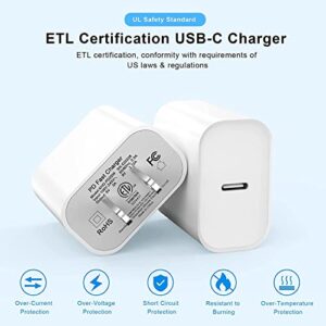 [Apple MFi Certified] 3 Pack iPhone 14 13 Fast Charger,20W PD USB C Wall Charger Adapter with 3 Pack 10FT Type C to Lightning Cable for iPhone 14/13/Pro Max/12/Mini/11/SE/XS/XR/X/8 and More-White