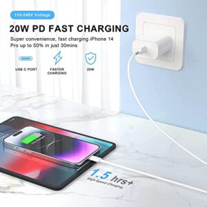 [Apple MFi Certified] 3 Pack iPhone 14 13 Fast Charger,20W PD USB C Wall Charger Adapter with 3 Pack 10FT Type C to Lightning Cable for iPhone 14/13/Pro Max/12/Mini/11/SE/XS/XR/X/8 and More-White