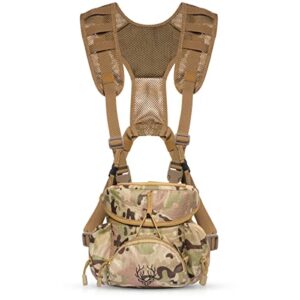 boundless performance binocular harness chest pack – our bino harness case is great for hunting, hiking, and shooting – bino straps secure your binoculars-holds rangefinders, bullets, gear – multicam