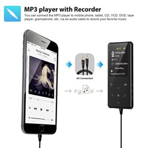 MP3 Player, 64GB MP3 Players with Bluetooth 5.2 Supports Lossless Music to Restore High-Fidelity Sound Quality, with FM, Support Recording, Includes arm Strap and Player Case, Easy to Carry, Black.