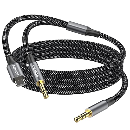 MOSWAG 2 in 1 3.5mm Aux Cable to 3.5mm Audio Aux Jack Cable 3.28FT/1M with USB C to AUX Cable Audio Auxiliary Input Adapter Male to Male AUX Cord for Headphones,Car,Home Stereos,Speaker