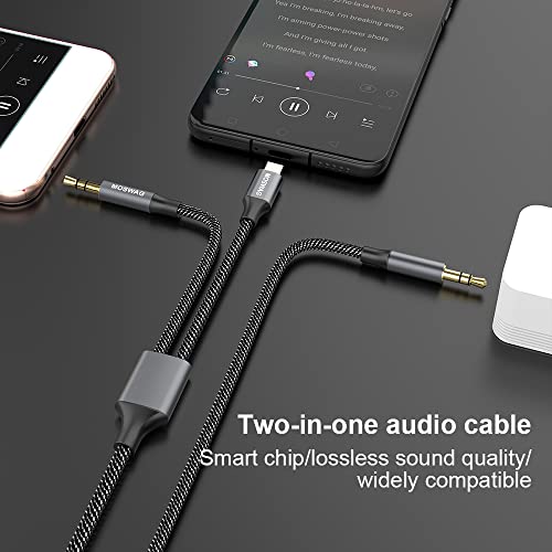 MOSWAG 2 in 1 3.5mm Aux Cable to 3.5mm Audio Aux Jack Cable 3.28FT/1M with USB C to AUX Cable Audio Auxiliary Input Adapter Male to Male AUX Cord for Headphones,Car,Home Stereos,Speaker