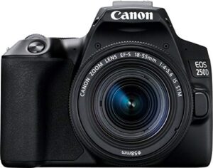 canon eos 250d (rebel sl3) dslr camera w/ 18-55mm is stm lens (international model) (black)
