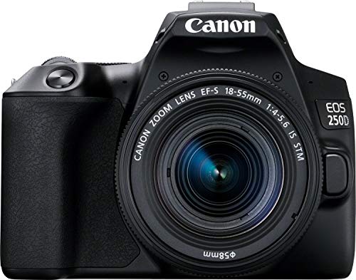 Canon EOS 250D (Rebel SL3) DSLR Camera w/ 18-55mm is STM Lens (International Model) (Black)