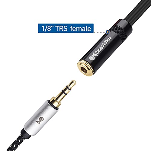 Cable Matters 2-Pack Dual 1/4 to 3.5mm Female Stereo Audio Splitter Cable (3.5mm to Dual 1/4 Adapter) in Black - 6 Inches / 0.15 Meters