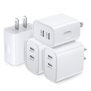 usb c wall charger block 20w, 4-pack dual port pd power delivery fast type c charging block plug adapter compatible for iphone 11/12/13/14/pro max, xs/xr/x,ipad pro, airpods pro,samsung galaxy (white)
