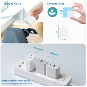 USB C Wall Charger Block 20W, 4-Pack Dual Port PD Power Delivery Fast Type C Charging Block Plug Adapter Compatible for iPhone 11/12/13/14/Pro Max, XS/XR/X,iPad Pro, AirPods Pro,Samsung Galaxy (White)