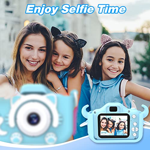 goopow Kids Selfie Camera, Christmas Birthday Gifts for Boys Age 3-9, HD Digital Video Cameras for Toddler, Portable Toy for 3 4 5 6 7 8 Year Old Boy with 32GB SD Card