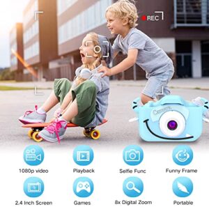goopow Kids Selfie Camera, Christmas Birthday Gifts for Boys Age 3-9, HD Digital Video Cameras for Toddler, Portable Toy for 3 4 5 6 7 8 Year Old Boy with 32GB SD Card