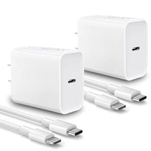iphone fast charger, 2-pack 20w usb c wall charger pd type c power wall charger with mfi certified 6.6ft charger cable for iphone 14 13 12 pro max mini 11 xs xr x 8 and more