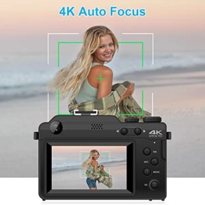4K Digital Camera for YouTube 48MP Digital Cameras for Photograph Vlogging Camera with WiFi, 32G TF Card, Autofocus, Built-in 8 Color Filter