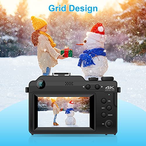 4K Digital Camera for YouTube 48MP Digital Cameras for Photograph Vlogging Camera with WiFi, 32G TF Card, Autofocus, Built-in 8 Color Filter