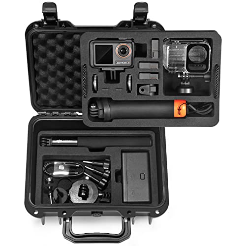 Lekufee Small Waterproof Hard Case Compatible with DJI Osmo Action 3 Combo and More DJI Action Camera Accessories (Case Only)