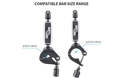 Bike Motorcycle Handlebar Mount with 1/4"-20 Thread Adapter, 0.87 to 1.38 inches or 0.27-0.63 inches, for Gopro 11/10/9/8/7/6/5/4, DJI OSMO Action 3, 2, Pocket 2, Insta360 ONE RS, R, ONE X3, X2