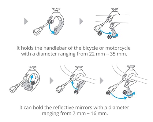 Bike Motorcycle Handlebar Mount with 1/4"-20 Thread Adapter, 0.87 to 1.38 inches or 0.27-0.63 inches, for Gopro 11/10/9/8/7/6/5/4, DJI OSMO Action 3, 2, Pocket 2, Insta360 ONE RS, R, ONE X3, X2