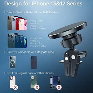 Magnetic Car Mount Phone Holder - Mag Safe Air Vent Phone Mount for Car Compatible with iPhone 14 13 12 Pro Max Mini Plus, Mag Safe Case, 360° Adjustable Mag Safe Car Mount Phone Holder for All Phone