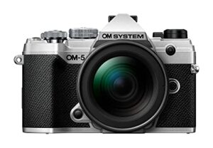 om system om-5 silver micro four thirds system camera m.zuiko digital ed 12-45mm f4.0 pro kit outdoor camera weather sealed design 5-axis image stabilization 50mp handheld high res shot