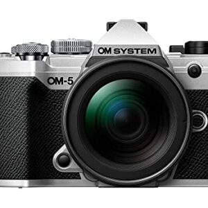 OM System OM-5 Silver Micro Four Thirds System Camera M.Zuiko Digital ED 12-45mm F4.0 PRO kit Outdoor Camera Weather Sealed Design 5-Axis Image Stabilization 50MP Handheld High Res Shot