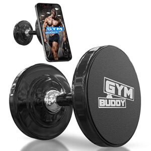 magnetic phone mount – mobile gym – a phone holder for videos – double sided magnet – extra stong-fits any phone gym buddy (black)