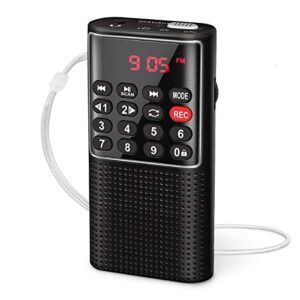 mini pocket fm walkman radio portable battery radio with recorder, lock key, sd card player, rechargeable battery operated, by prunus(no am)