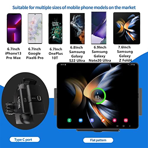 DearHot 15W Qi Wireless Car Charger Mount Holder Compatible for Samsung Galaxy Z Fold4 Fold3 Z Fold2 Fold S23 Ultra Google Pixel 7 Pro iPhone 14 Pro Max 4.3in-6.9in Phone Auto Clamp Fast Car Charger