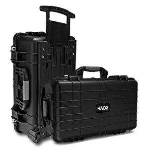 Koah Weatherproof Wheeled Plastic Hard Case with Customizable Foam, Retractable Handle, and Trolley Wheels (22.0" x 14.0" x 9") for Cameras, Drones, and Gear