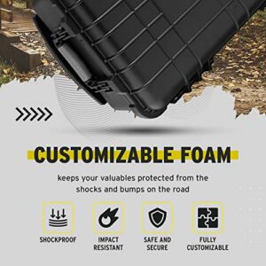 Koah Weatherproof Wheeled Plastic Hard Case with Customizable Foam, Retractable Handle, and Trolley Wheels (22.0" x 14.0" x 9") for Cameras, Drones, and Gear