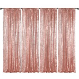 sugargirl rose gold sequin backdrop curtain 4 panels 2ftx8ft glitter rose gold background drapes sparkle photography backdrop for party wedding birthday wall decoration