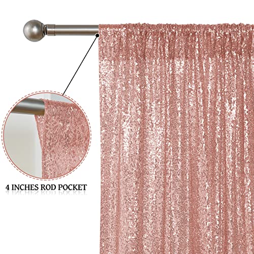 Sugargirl Rose Gold Sequin Backdrop Curtain 4 Panels 2FTx8FT Glitter Rose Gold Background Drapes Sparkle Photography Backdrop for Party Wedding Birthday Wall Decoration