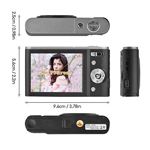 Andoer Portable Digital Camera 48MP 4K 2.8-inch IPS Screen 16X Zoom Self-Timer 128GB Extended Memory Face Detection Anti-Shaking with 2pcs Batteries Hand Strap Carry Pouch