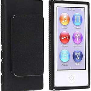 iPod Black Belt Clip TPU Rubber Skin Case Cover for Apple iPod Nano 7th Generation 7G 7