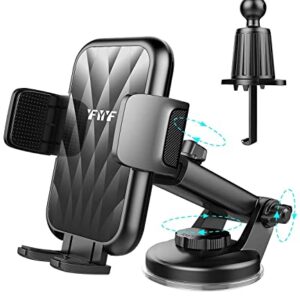 Phone Mount for Car,【Upgraded Stepless Adjustment Suction Cup】 Car Phone Holder Mount Dashboard Windshield Vent Universal Cell Phone Holder Mount for All Smartphones