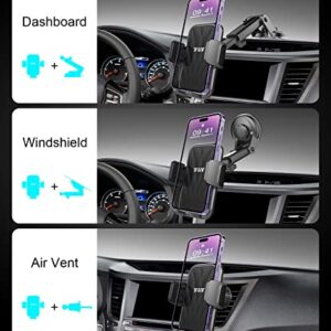 Phone Mount for Car,【Upgraded Stepless Adjustment Suction Cup】 Car Phone Holder Mount Dashboard Windshield Vent Universal Cell Phone Holder Mount for All Smartphones