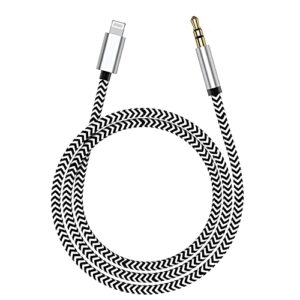 [apple mfi certified] lightning to 3.5mm aux audio nylon braided cable, iphone aux cord for car stereo for iphone13/12/ 11/11 pro/xs/xr/x 8 7 6/ipad/ipod to car/home stereo, speaker, headphone